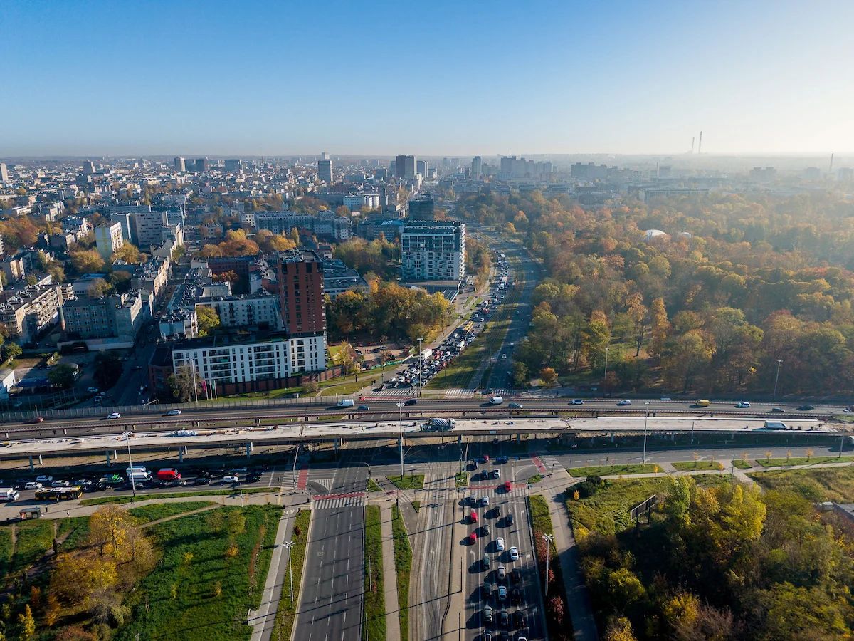 Estakady al. Włókniarzy i al. Jana Pawła II z lotu ptaka