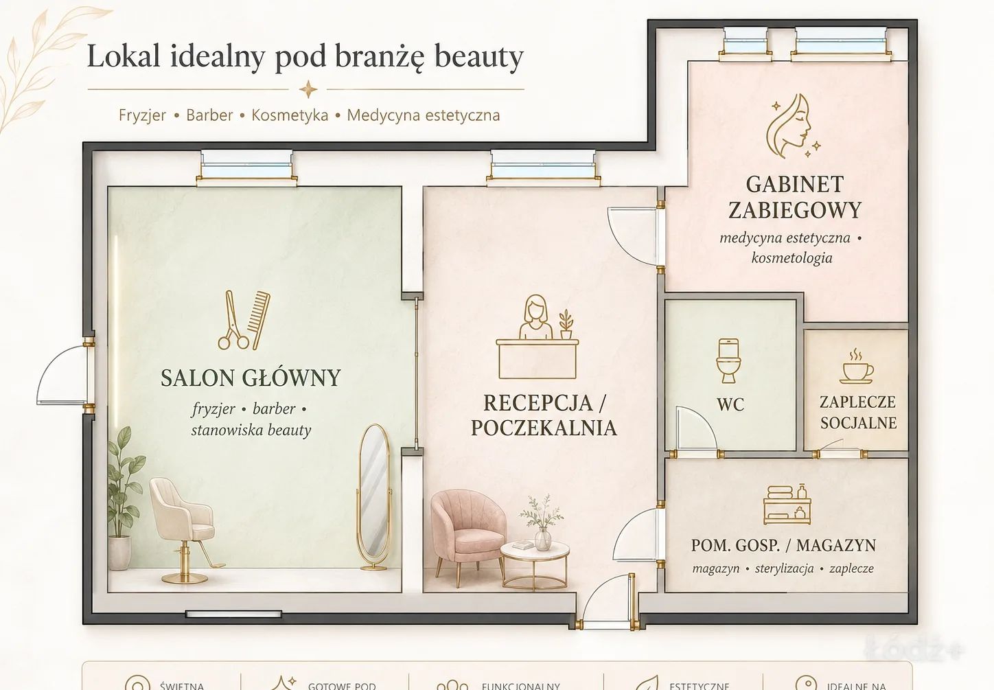 Lokal biurowo-usługowy. Łódź Centrum/Widzew | 64 m² | Kilińskiego | – zdjęcie 9