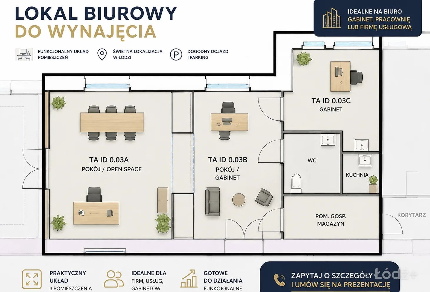Lokal biurowo-usługowy. Łódź Centrum/Widzew | 64 m² | Kilińskiego | – zdjęcie 10